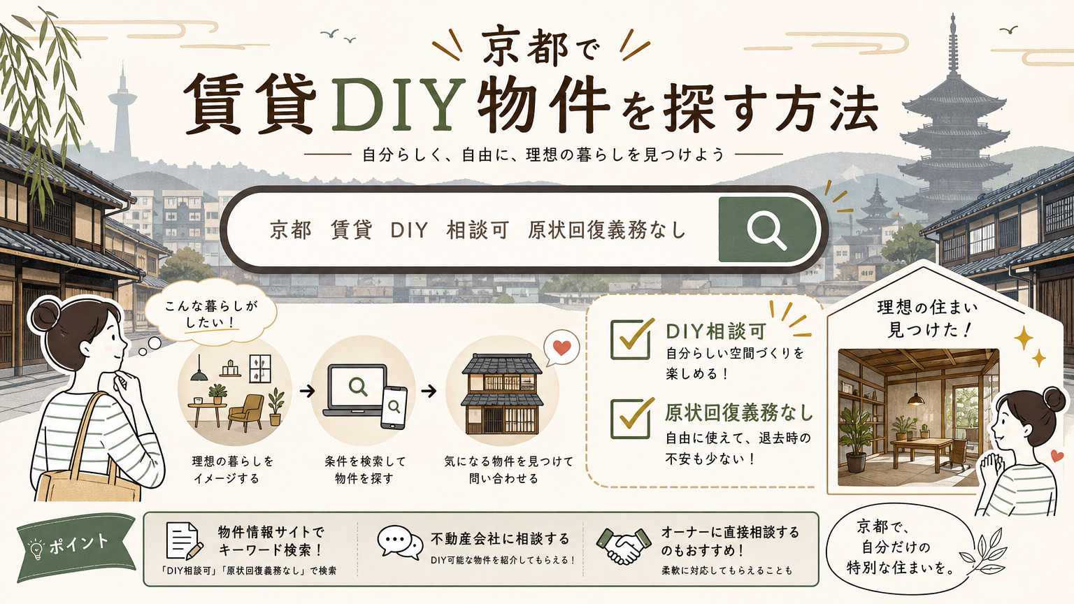京都で賃貸DIYを楽しめる物件の探し方
