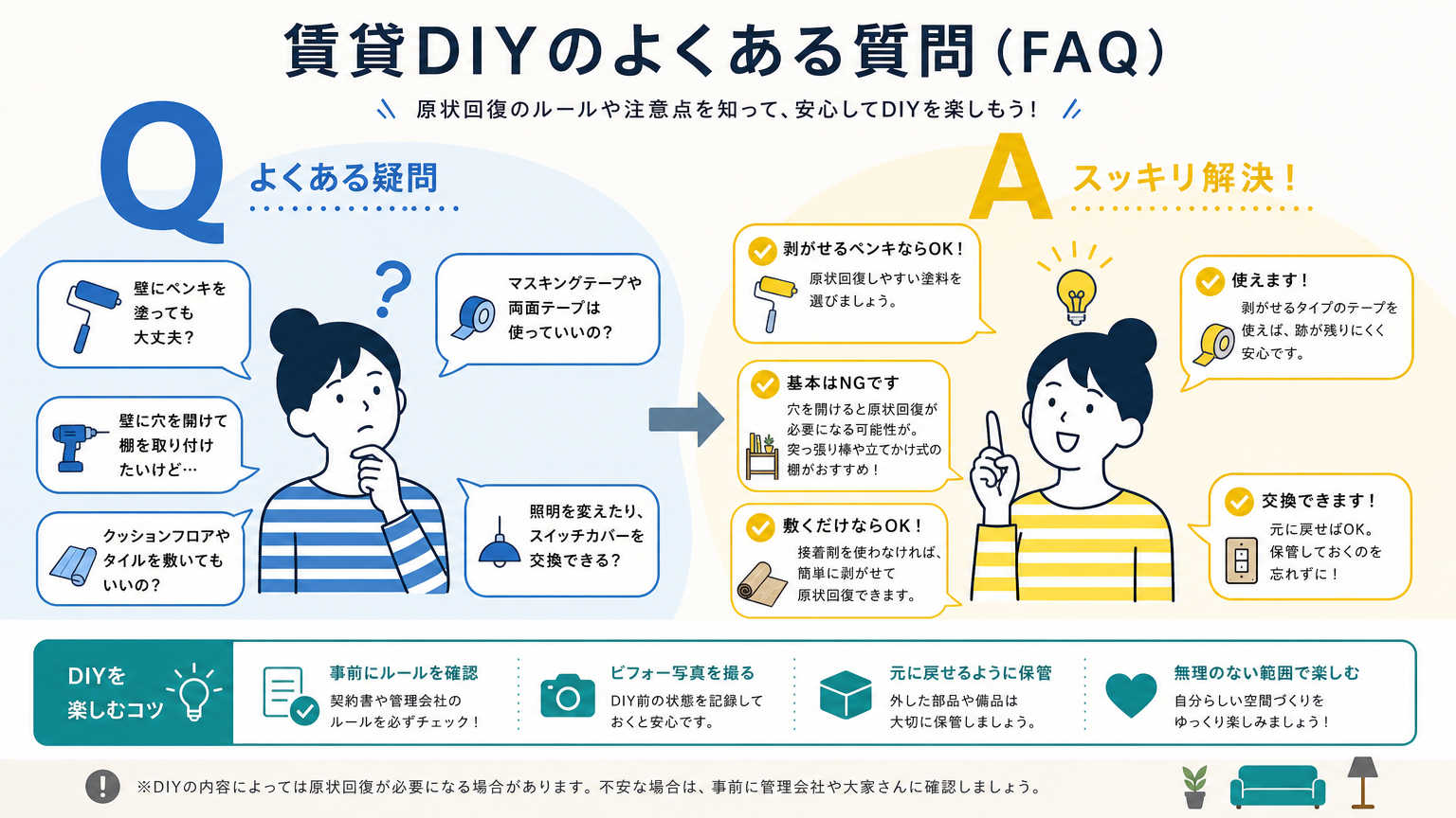 賃貸でできるDIYについてよくある質問